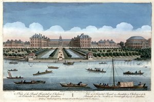 Ansicht des Royal Hospital in Chelsea und der Rotunde in den Ranelagh Gardens, London, 1751 von Thomas Bowles