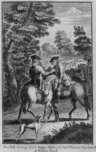 Claude Duval beraubt Squire Roper, den Meister der Buckhounds von König Charles II., im Windsor Forest
