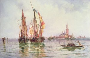 Fischerboote in der Nähe von San Giorgio Maggiore, Venedig