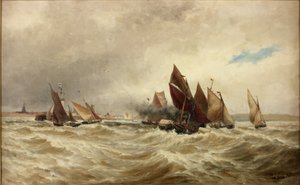 Boote aus Calais schleppen von Thomas Bush Hardy