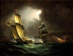 Ein Schmuggler, der von einer Brigg verfolgt wird von Thomas Buttersworth