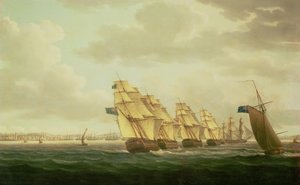 Nelson auf der "Theseus" mit dem Inshore-Geschwader vor Cadiz, Juli 1797 von Thomas Buttersworth