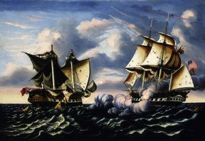 Eroberung der H.B.M. Fregatte Macedonian durch die U.S. Fregatte United States, 25. Oktober 1812 von Thomas Chambers