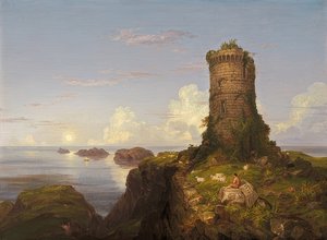 Italienische Küste mit Turmruine von Thomas Cole
