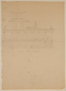 Seitenansicht der vorgeschlagenen Villa in Catskill von Thomas Cole