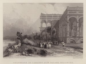 Kolonnade des Palastes von Sahadut Ali, Ghazipore (Farblithografie) von Thomas Colman (after) Dibdin