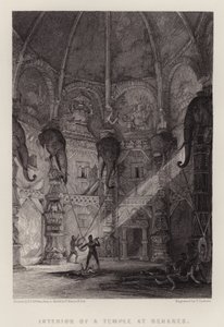 Innenraum eines Tempels in Benares von Thomas Colman (after) Dibdin