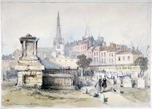 Ansicht von Bunhill Row von Bunhill Fields, Finsbury, Islington, London von Thomas Colman Dibdin