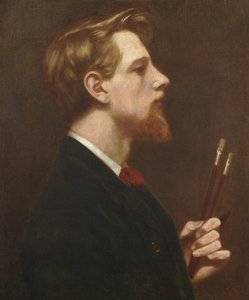 Selbstporträt mit zwei quadratischen Pinseln, ca. 1880