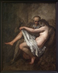Baudelaire und Präsident Sabatier. Ein intimes und unvollendetes Gemälde, das den Dichter Charles Baudelaire (1821-1867) und seine Muse Geliebte Apollonie Aglae Sabatier (1822-1889) darstellt, bekannt als die Präsidentin, die einen weltlichen Salon im Pari