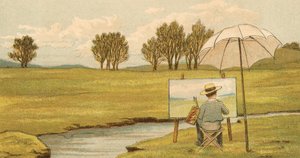 Heimleben: Kind malt auf dem Anwesen