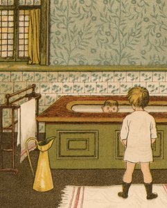 Heimleben: Kind nimmt ein Bad im Badezimmer