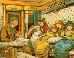 Zugreise in den 1880er Jahren von Paris nach Calais bei Nacht