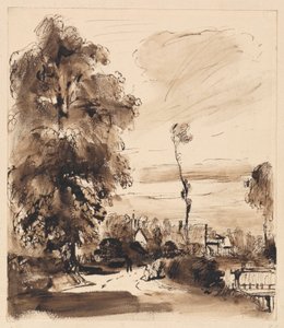 Ein Landweg mit Hütten