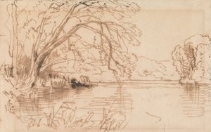 Ein Baum über einem Fluss von Thomas Creswick
