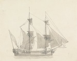Ein Zweimaster unter Segel von Thomas Daniell