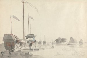 Boote in der Nähe eines niederländischen Forts, Kanton