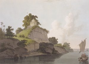 Hindutempel in der Nähe von Currah am Fluss Ganges, aus 