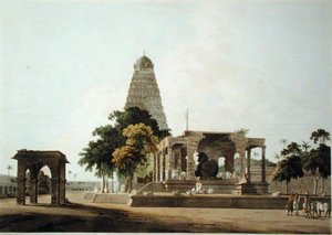 Der große Stier, ein Hinduidol, in Tanjore, Tafel XXII aus 