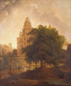 Reisende auf einem Pfad beim Kalyan Mahal, Gingee, Tamil Nadu von Thomas Daniell