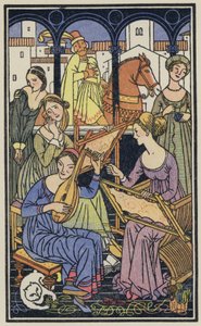Illustration für das Decameron von Boccaccio (Farblithografie)