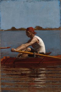 John Biglin in einem Einer-Ruderboot