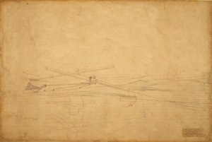 Perspektivische Zeichnung für Die Biglin-Brüder drehen den Pfahl, ca. 1873 von Thomas Eakins