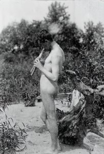 Stehender Dudelsackspieler, Studie für Arkadien, ca. 1883 von Thomas Eakins