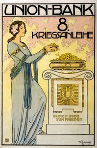 Österreichische Spendenkampagne Union-Bank, 8. Kriegsanleihe; durch Sieg zum Frieden, veröffentlicht 1918 von Thomas Fasche