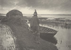 Marschmann geht zum Schneiden von Schoof-Stoff, 1886