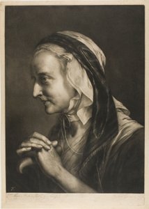 Alte Frau, die sich auf einen Stock stützt, aus Lebensgroße Köpfe von Thomas Frye