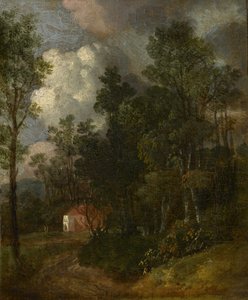 Eine bewaldete Landschaft mit Figuren bei einem Haus, ca. 1752 von Thomas Gainsborough