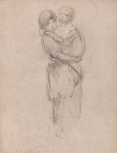Ein junges Mädchen, das ein Kind hält von Thomas Gainsborough