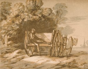 Junge mit einem Karren. - Skizze mit Feder & Tinte von Thomas Gainsborough