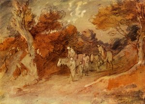 Figuren und Pferde auf einem Landweg, Mitte bis Ende 18. Jahrhundert, 1934 von Thomas Gainsborough