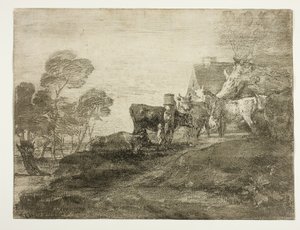 Landschaft mit Vieh bei einem Cottage von Thomas Gainsborough