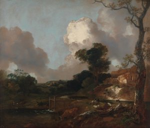 Landschaft mit Bach und Wehr von Thomas Gainsborough