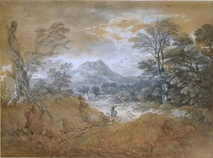 Landschaft mit einer Straße am Waldrand, 1760-1765