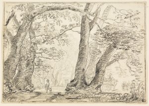 Mann mit Hund im Wald von Thomas Gainsborough