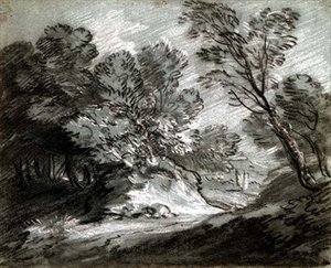 Nr. 0975 Waldlandschaft mit einem fernen Berg von Thomas Gainsborough