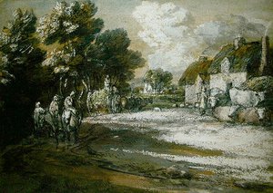 Reisende passieren ein Dorf von Thomas Gainsborough