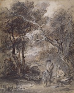 Waldlandschaft mit Figuren