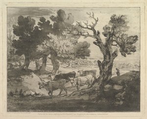 Waldlandschaft mit Hirten und Kühen, 1. August 1797 von Thomas Gainsborough