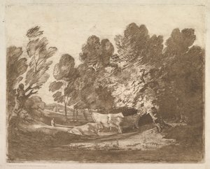 Waldlandschaft mit Hirten und Kühen, 1. August 1797