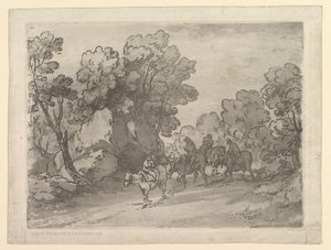 Bewaldete Landschaft mit Reitern, 1. August 1797 von Thomas Gainsborough