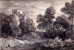 Waldlandschaft mit Schloss von Thomas Gainsborough