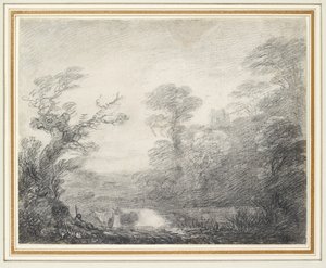 Waldlandschaft mit Hirten, Kühen und Kirchturm von Thomas Gainsborough