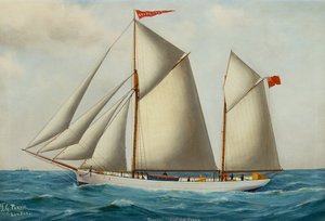 Die Vor- und Achterschoner Grovehill in voller Fahrt von Thomas George Purvis