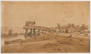 Eine Auswahl von zwanzig der malerischsten Ansichten in Paris: Die Wassermühle oberhalb der Brücke von Charenton