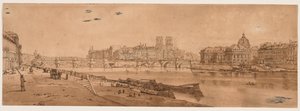 Eine Auswahl von zwanzig der malerischsten Ansichten in Paris: Ansicht von Pont Neuf, Teil des Louvre, Notre Dame und das College der vier Nationen